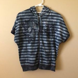 Miss Me short sleeve zip up